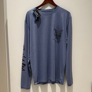 NEW NWT Salt Life Men's Ocean Blue Long Sleeve Fishing Shirt Tee XL UVA 30